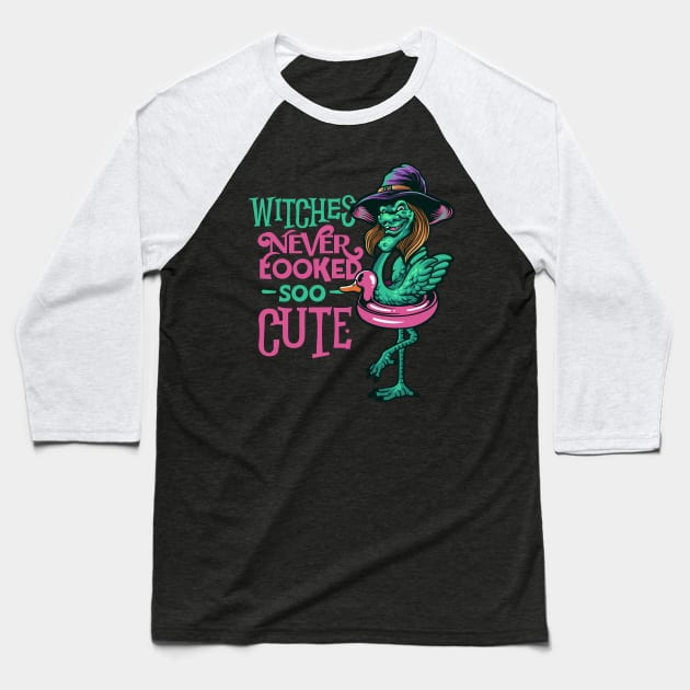 Flamingo Witch - Witches Never Looked So Cute Baseball T-Shirt by obodo